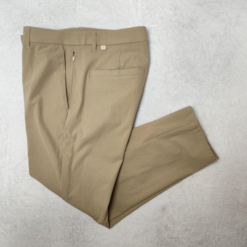 Lululemon Pants Men 33x27 Beige Chino Slim Tapered Nylon Spandex Stretch